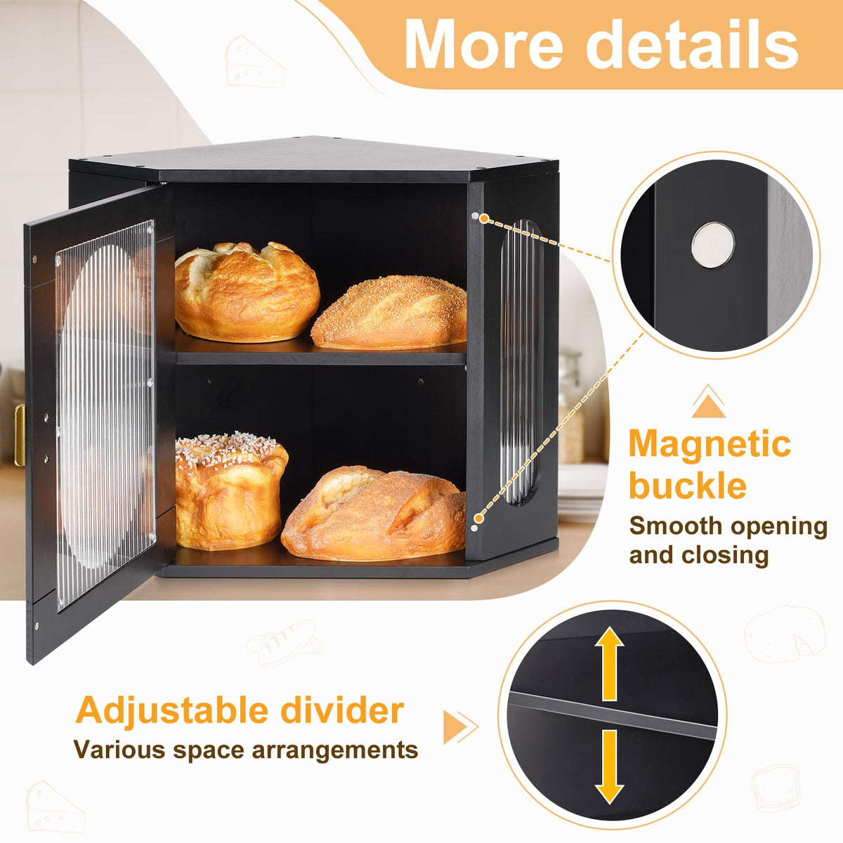 2 Layer Wooden Bread Box with Acrylic Window G327281