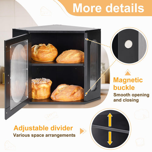 2 Layer Wooden Bread Box with Acrylic Window G327281