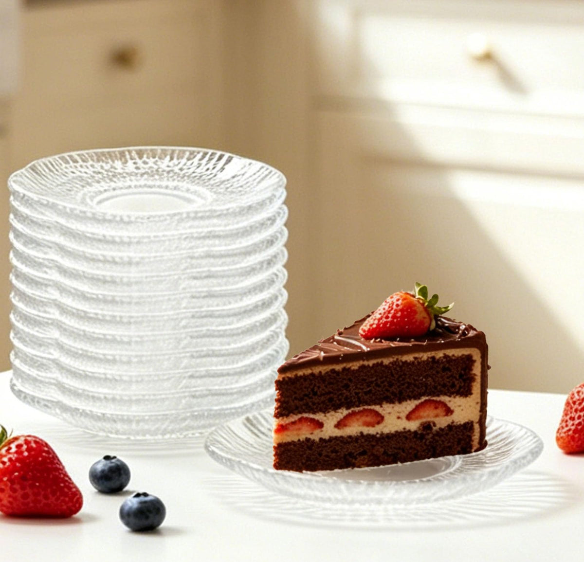 12 Pack 4.7 Inch Clear Glass Dessert Plates B984