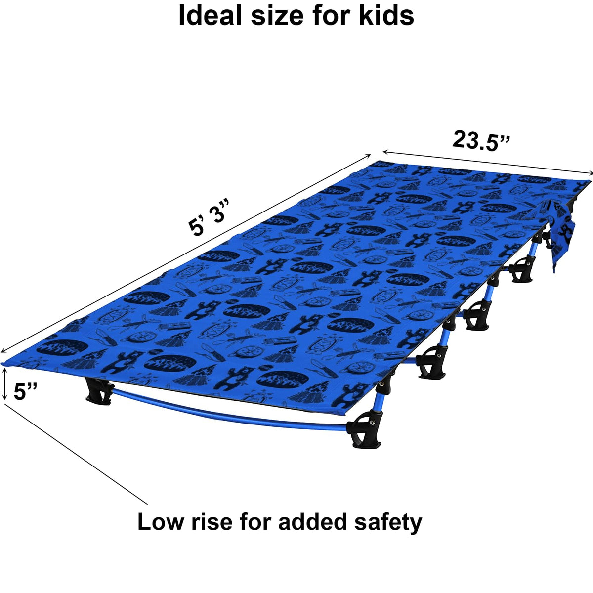 Blue Portable Folding Kids Camping Cot W374