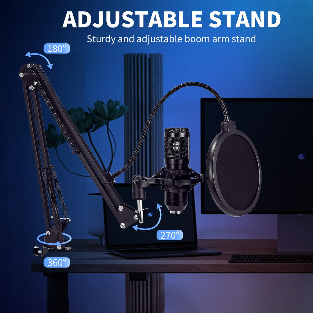 USB Condenser Microphone Kit with Boom Arm Stand W962624