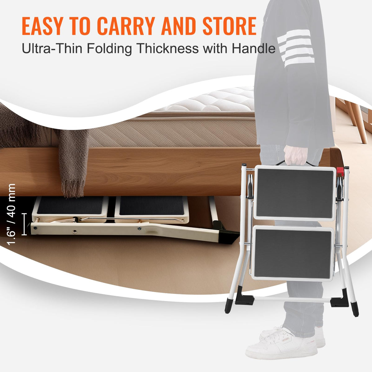 2-Step 330lbs Capacity Folding Steel Step Stool Y888