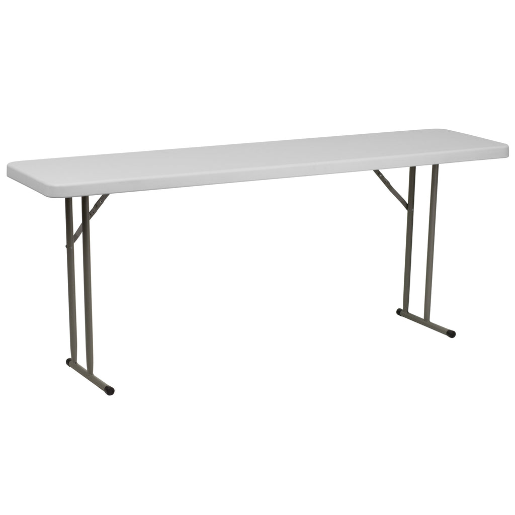 6-Foot Rectangle Granite White Plastic Folding Training Table B6319