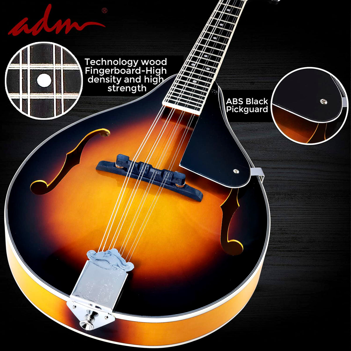 Wood A Style Mandolin Instrument Kit with Bag V6885
