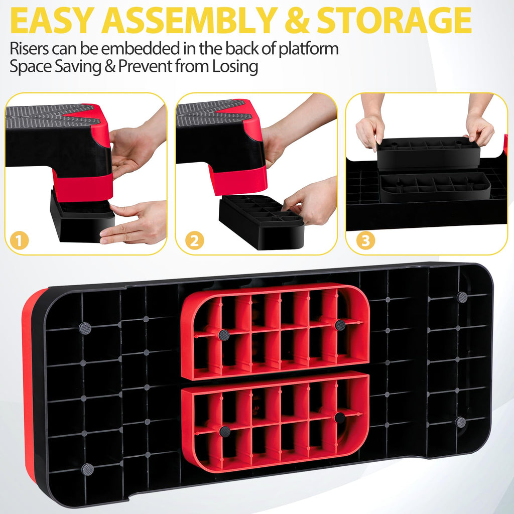 27'' Adjustable Non-Slip Aerobics Stepper with 4 Risers U937