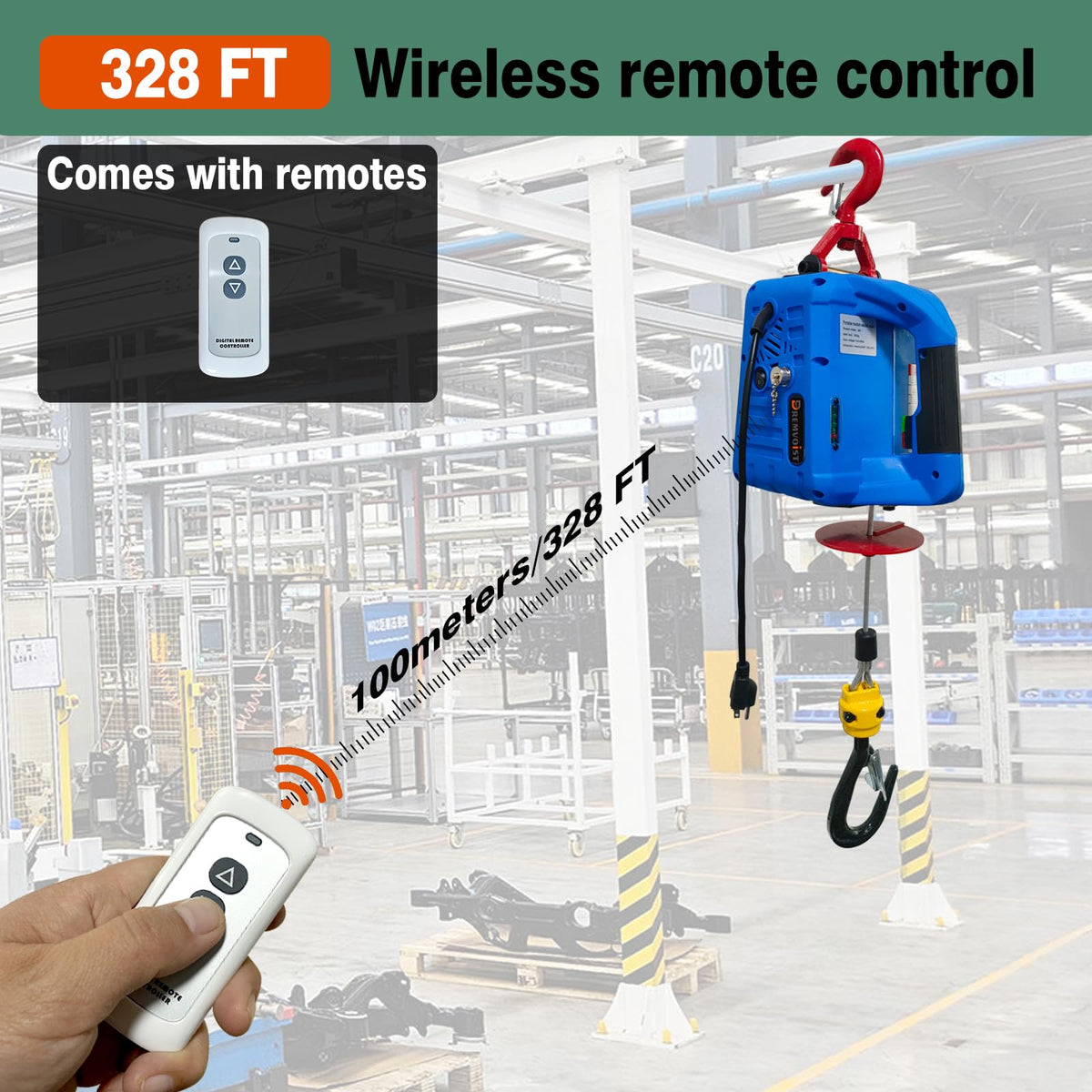 1500lb Portable Electric Hoist Winch W2009