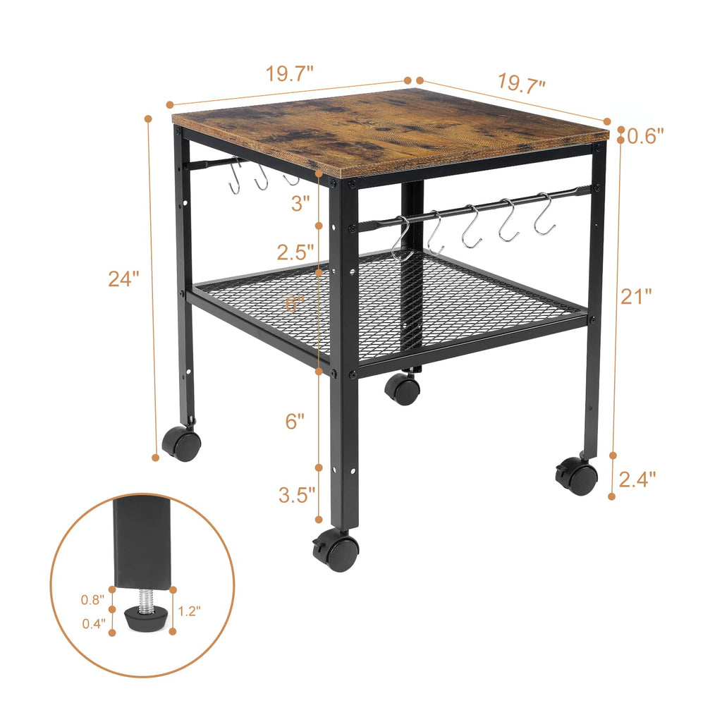 Rustic 2-Tier End Table with Adjustable Height Shelf G17399