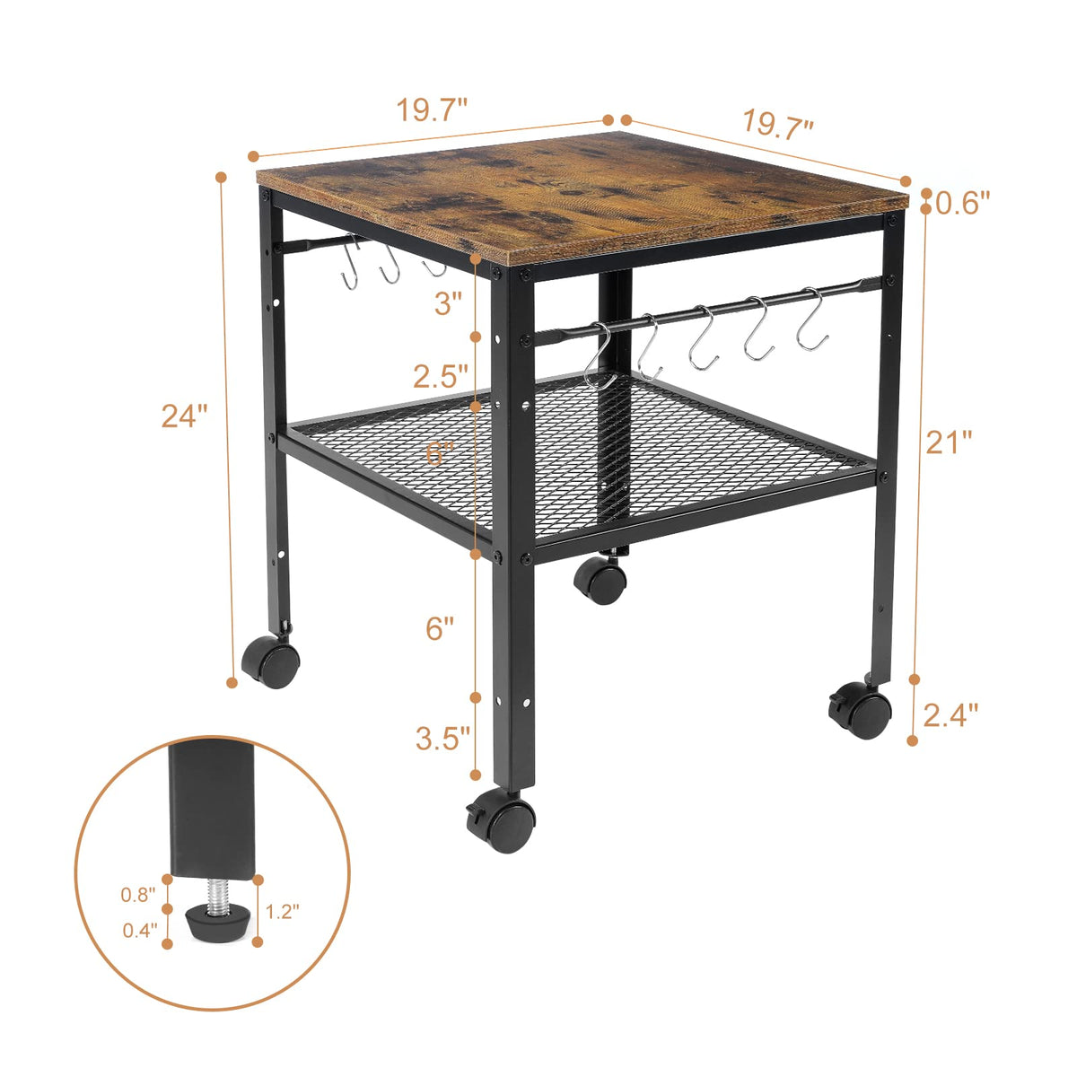 Rustic 2-Tier End Table with Adjustable Height Shelf G17399