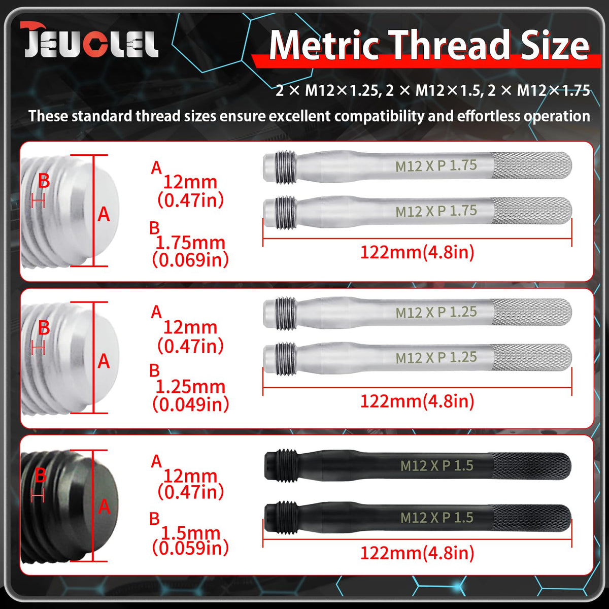 Wheel Stud Alignment Pin Set M12x1.25 M12x1.5 M12x1.75 H9677