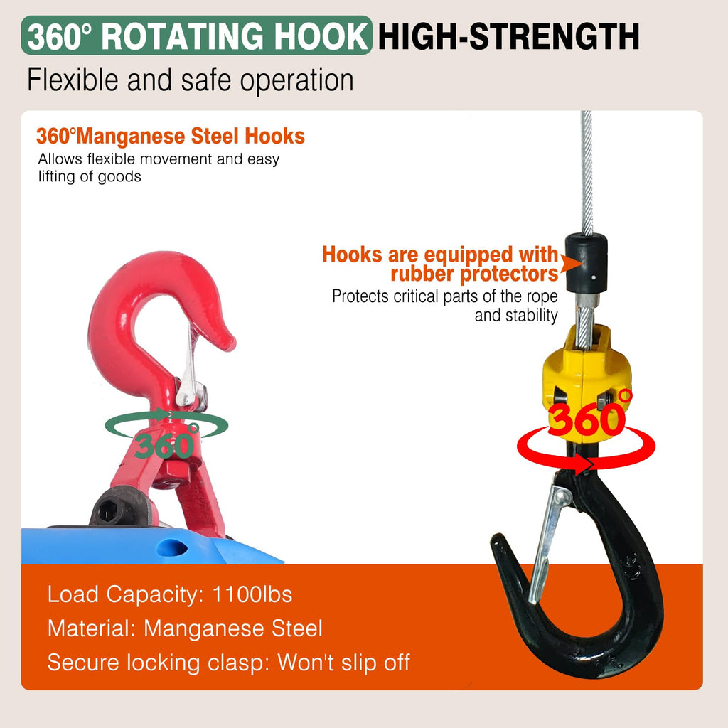 1500lb Portable Electric Hoist Winch W2009