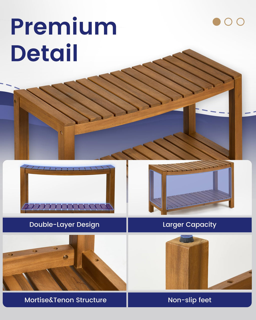 32" Solid Wood Teak Shower Bench G792