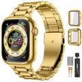 Compatible with Apple Watch Band Stainless Steel Metal Band with 2 Pack Protective Cover Case X208585