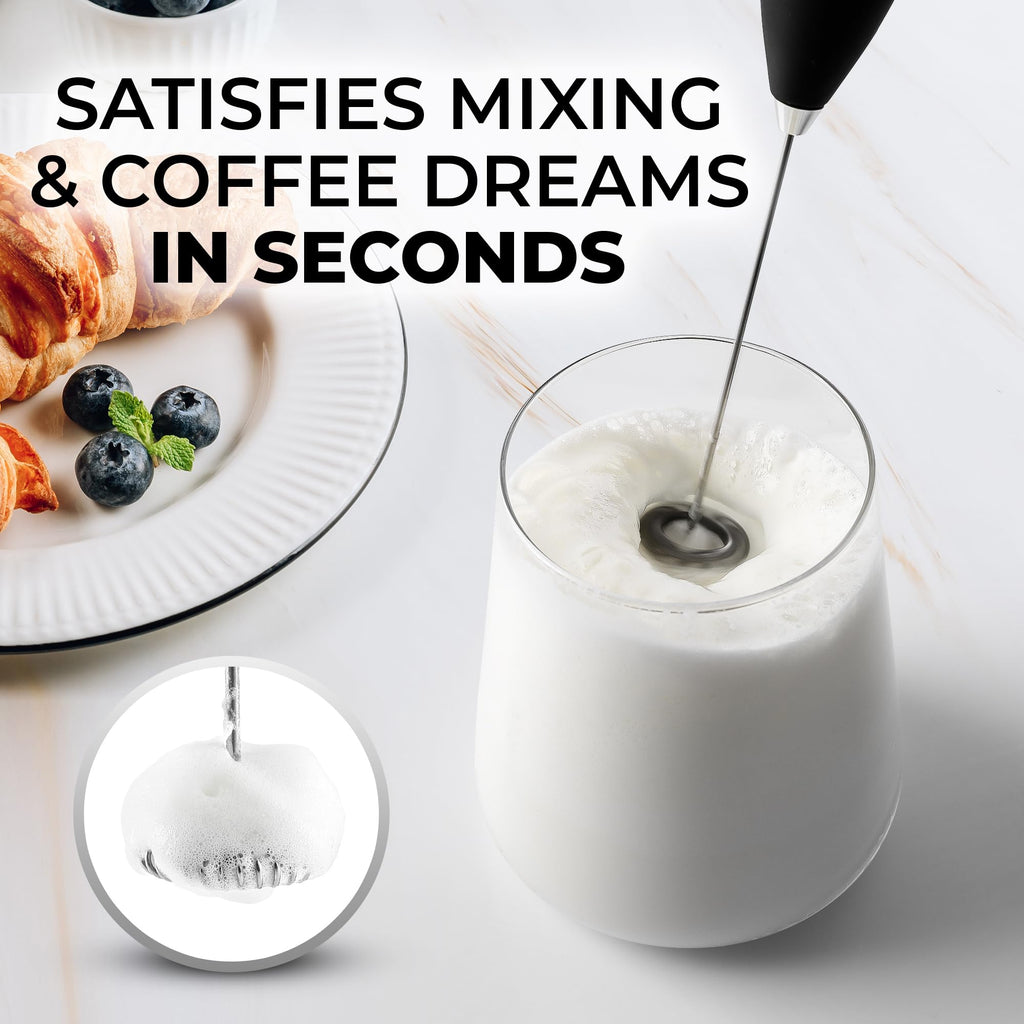 Black Handheld Electric Milk Frother N62534