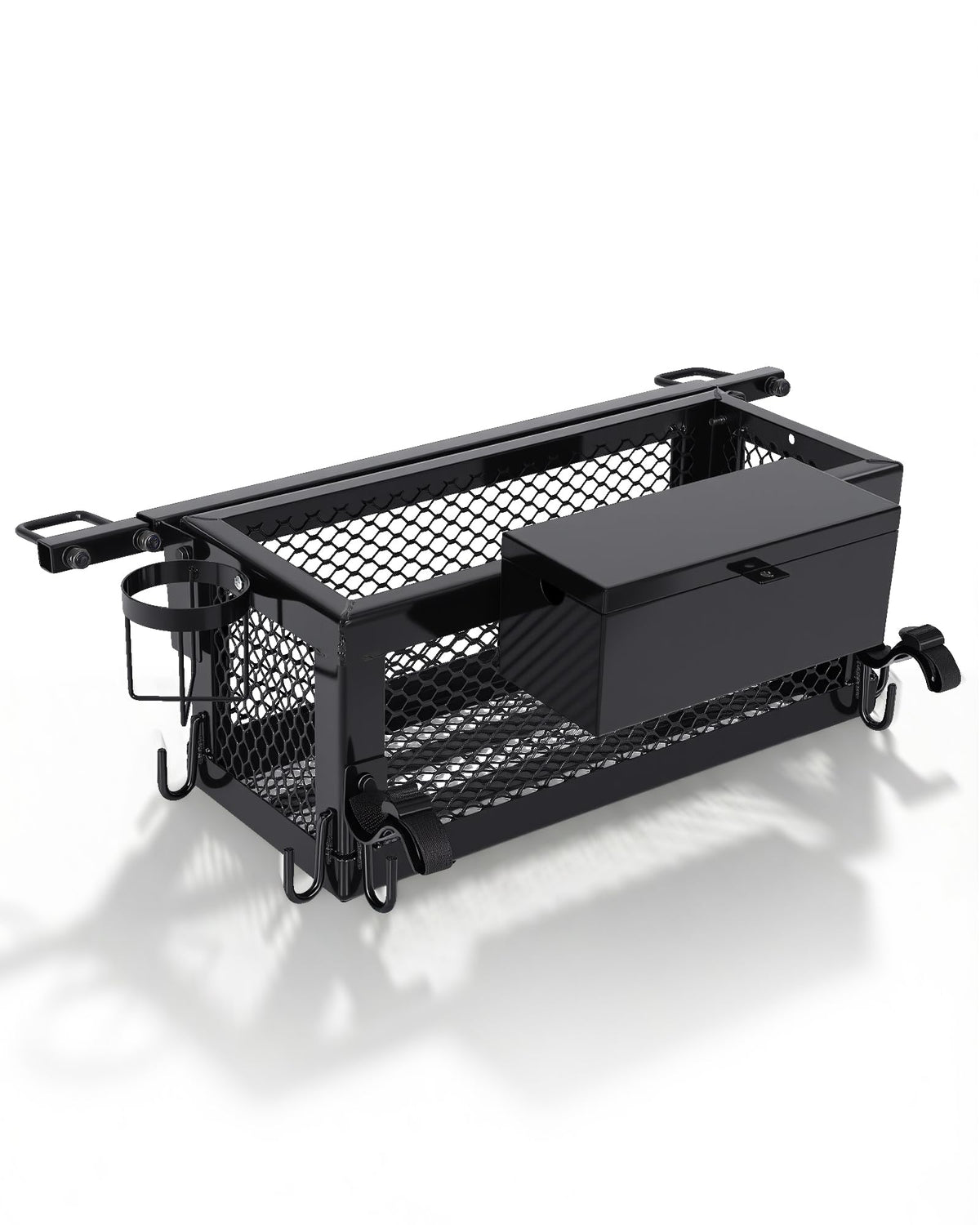 Heavy Duty Steel Tractor Tool Box Basket 24x10x10in Powder Coated Black T6093