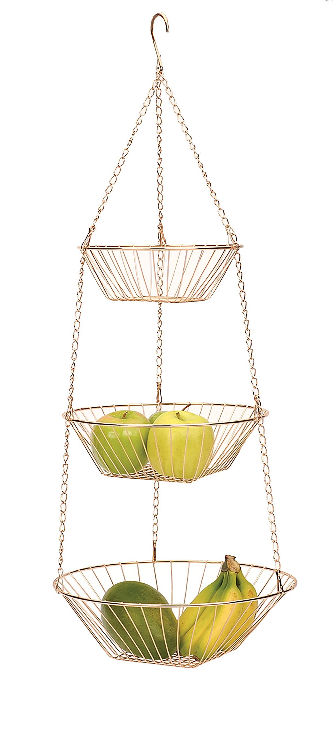 3-Tier Copper Wire Hanging Baskets X42562