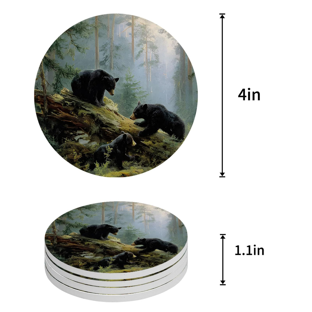 Set of 8 Absorbent Ceramic Coasters with Cork Base Y312