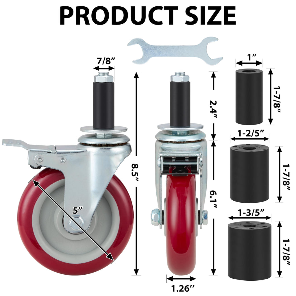 5 Inch Caster Wheels Set of 4 with Brake G170545