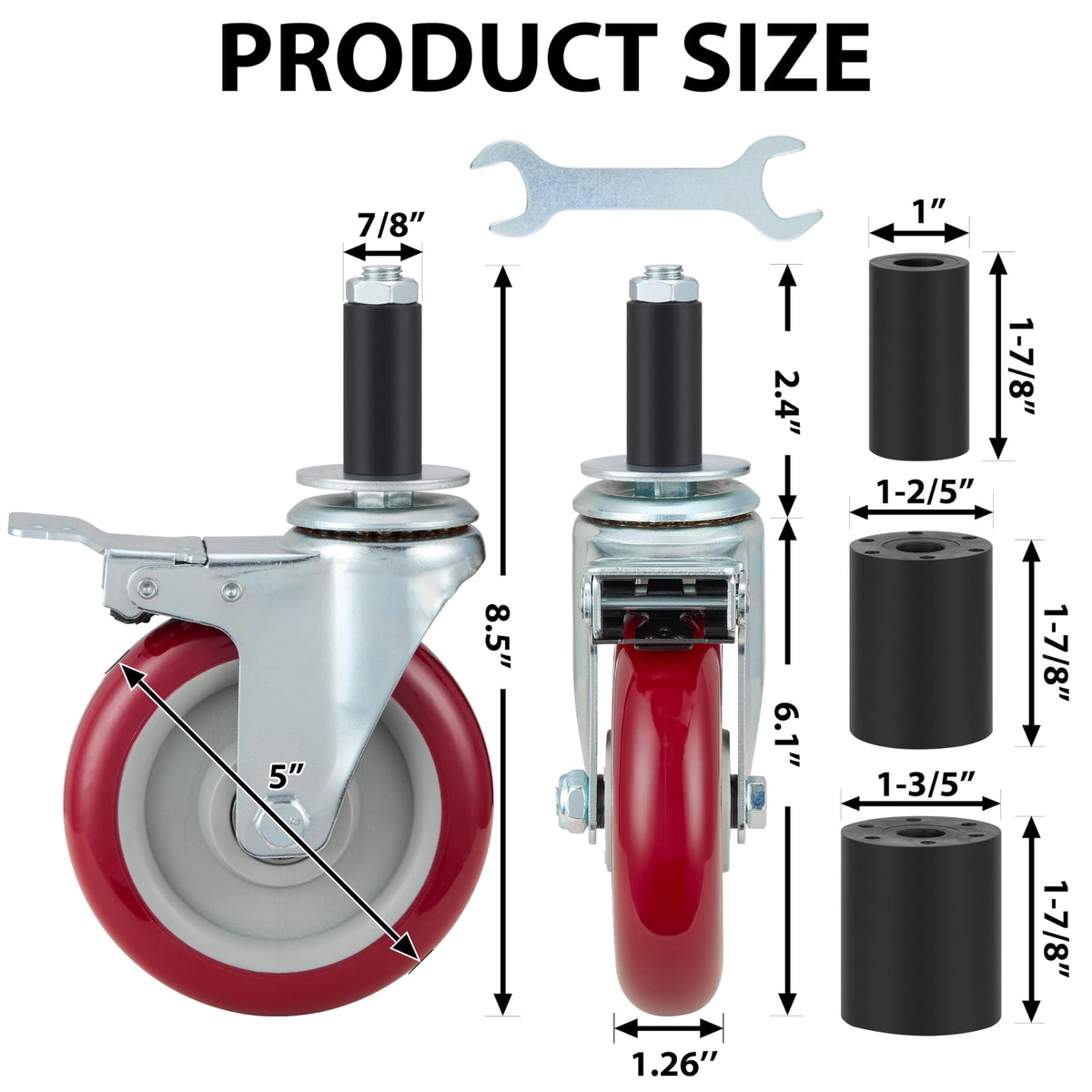5 Inch Caster Wheels Set of 4 with Brake G170545