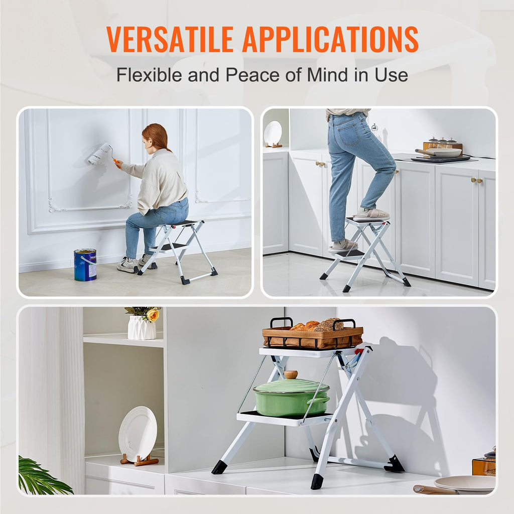 2-Step 330lbs Capacity Folding Steel Step Stool Y888