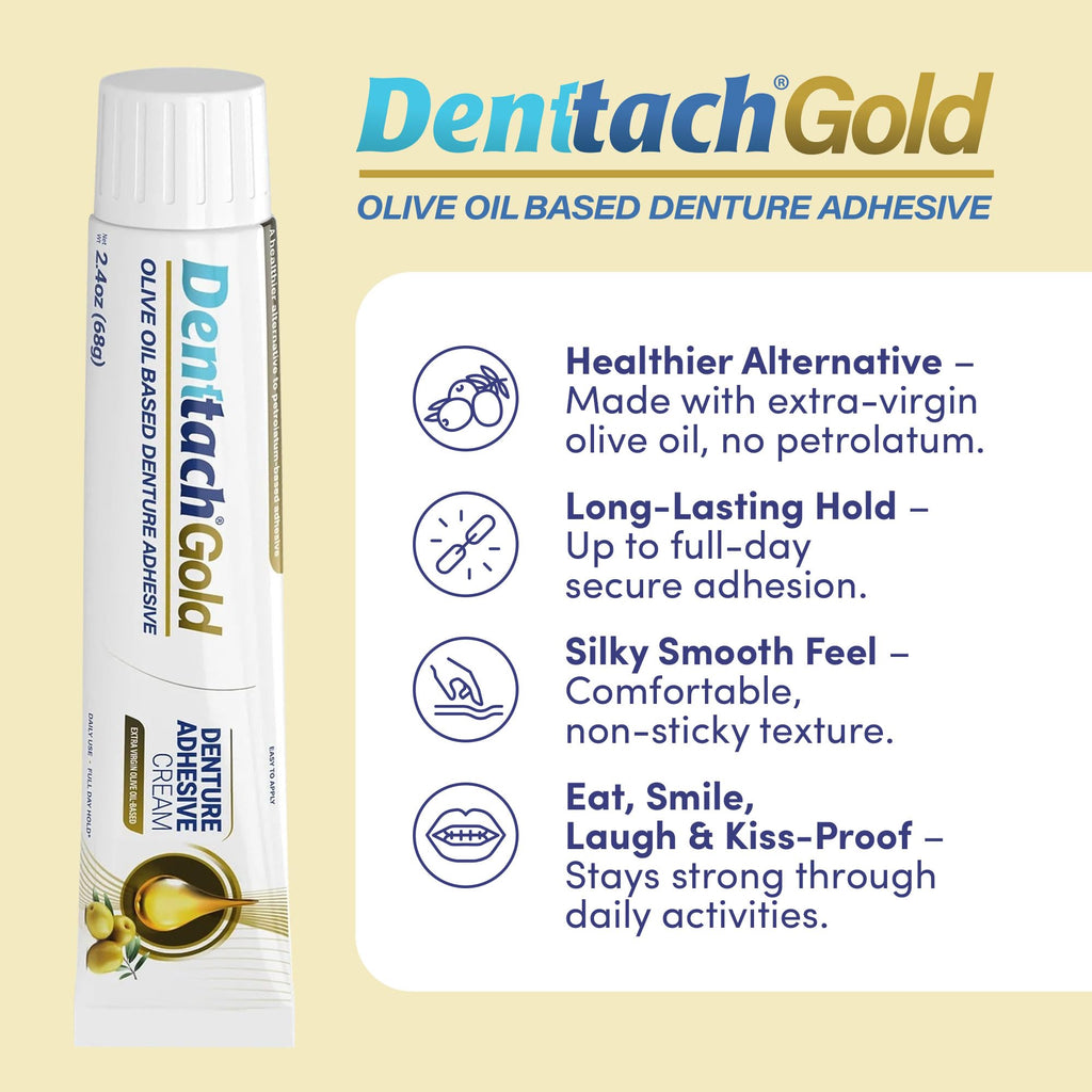 Gold Olive Oil Based Denture Adhesive Cream, Zinc Free, 2.4 Ounce G5294