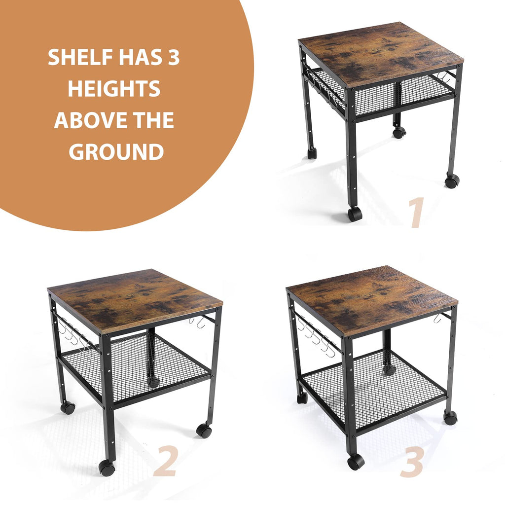 Rustic 2-Tier End Table with Adjustable Height Shelf G17399