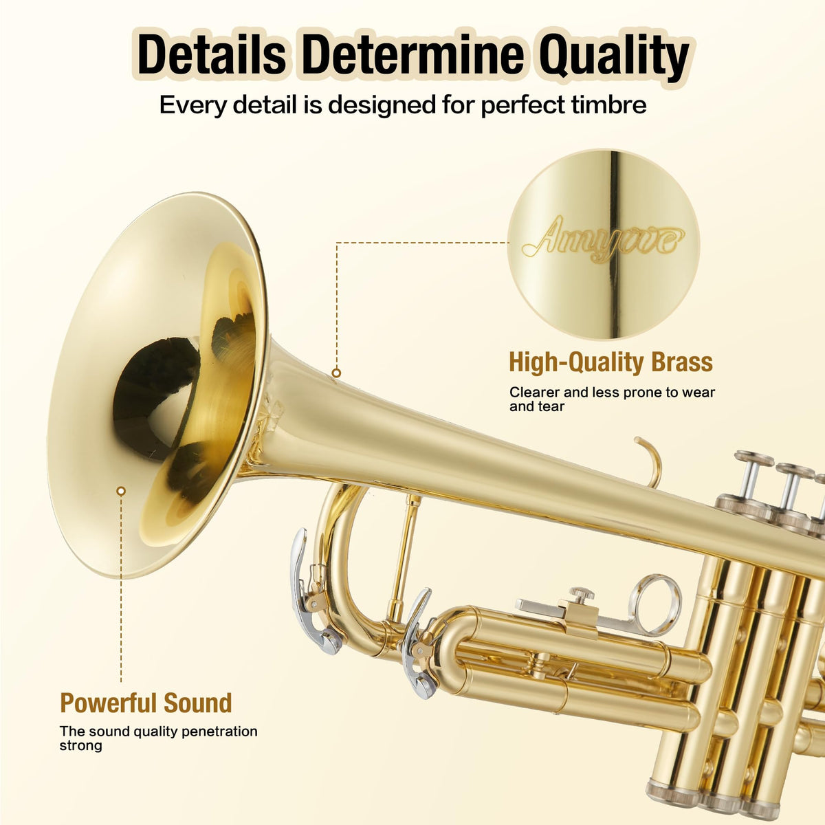 Gold Lacquer Brass Trumpet with Hard Case P250301