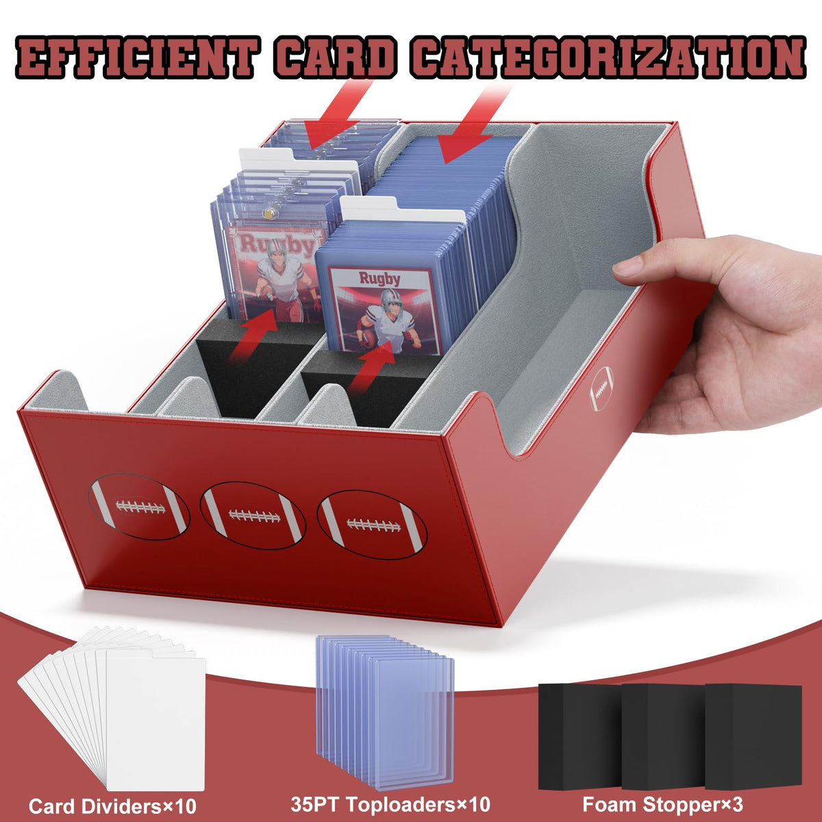Football Card Storage Box with Magnetic Closure S1967