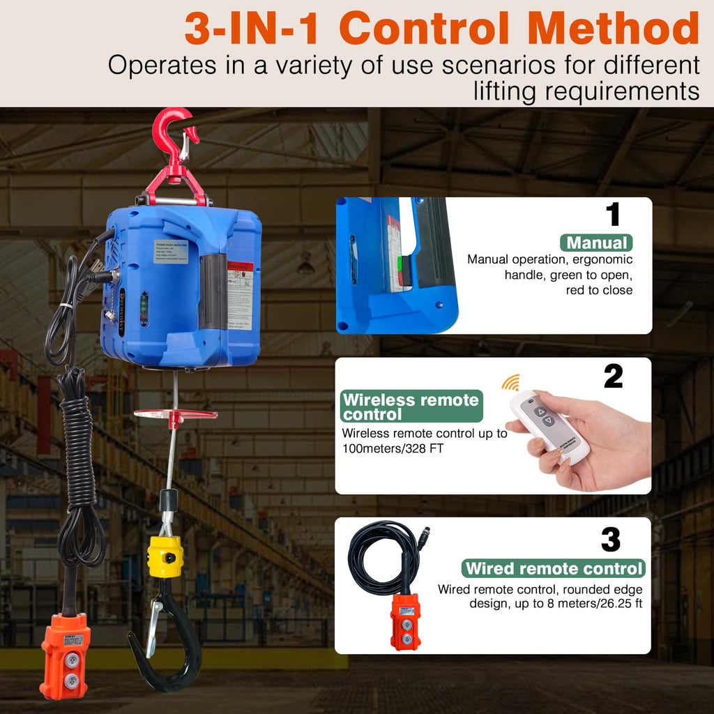 1500lb Portable Electric Hoist Winch W2009