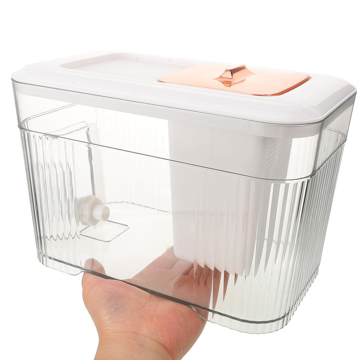 White Plastic Water Jug with Faucet and Lid F663