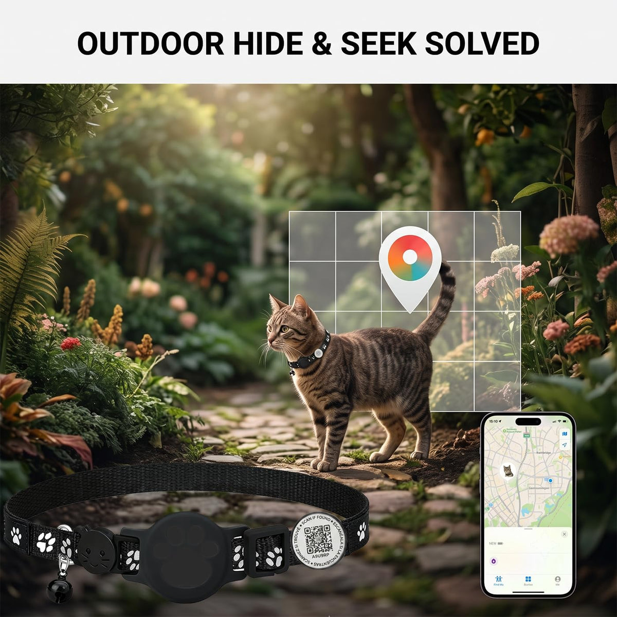 Waterproof QR Code GPS Cat Collar H4066