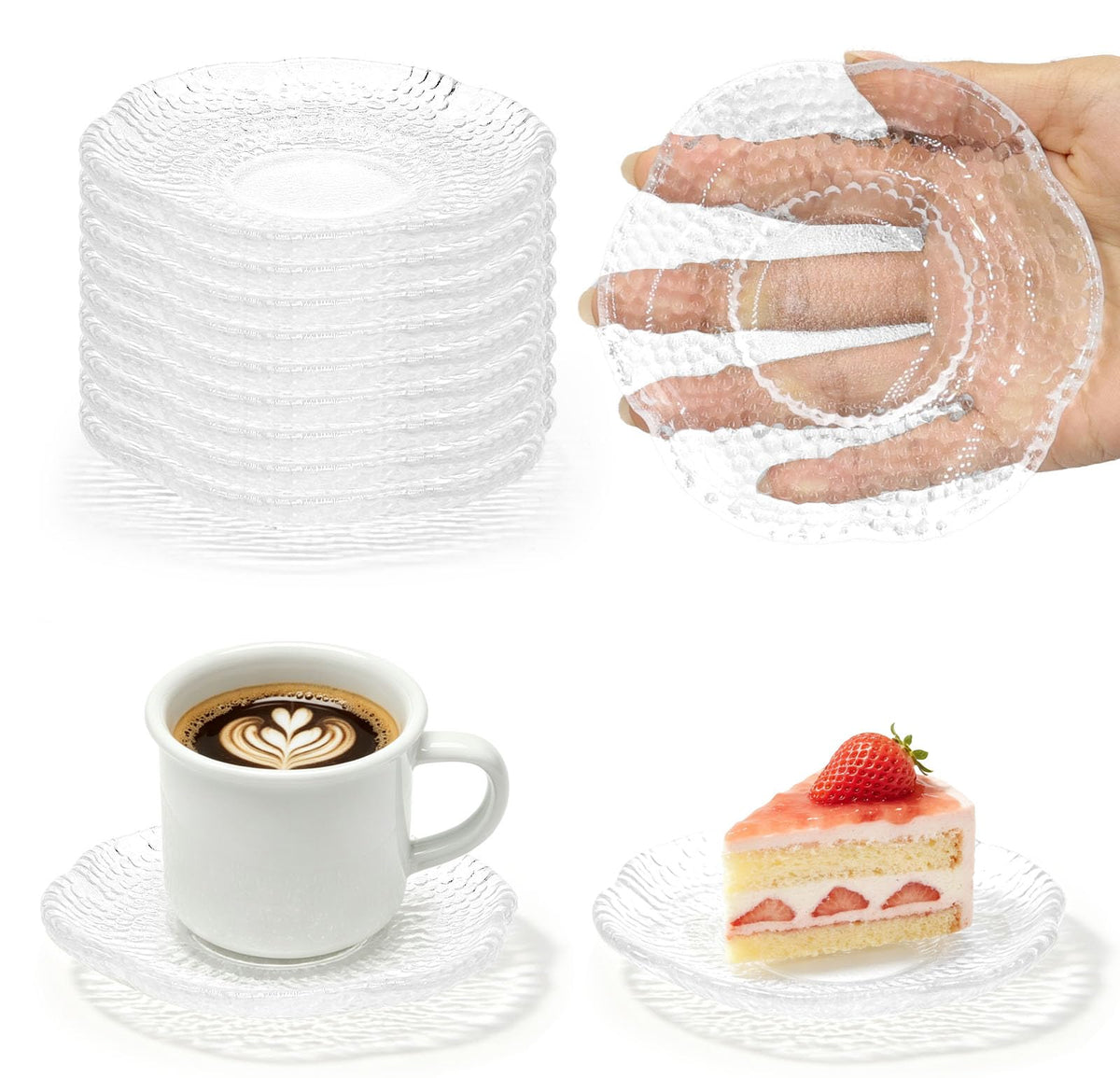 12 Pack 4.7 Inch Clear Glass Dessert Plates B984