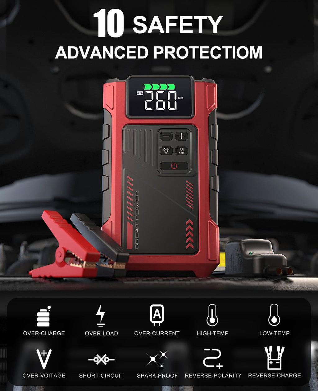 4500A Car Jump Starter with Air Compressor and 150PSI Tire Inflator Q58817