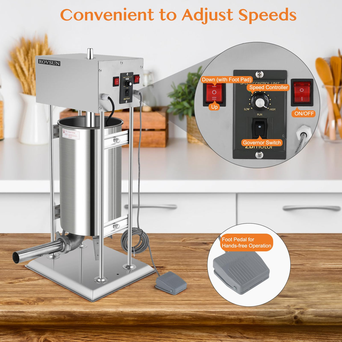 15L Electric Stainless Steel Sausage Stuffer with 5 Stuffing Tubes A636