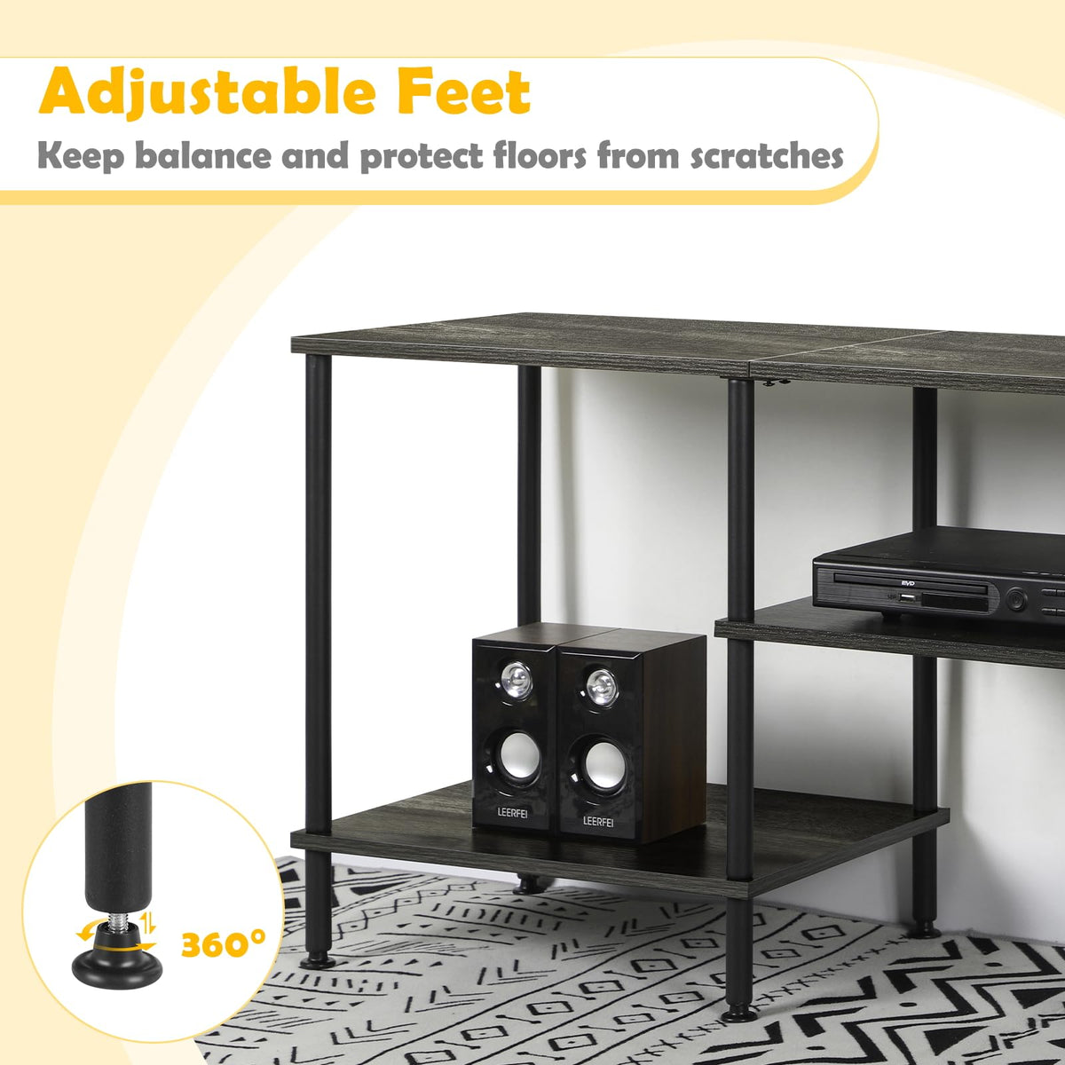 50 Inch Dark Grey TV Stand with Storage R966