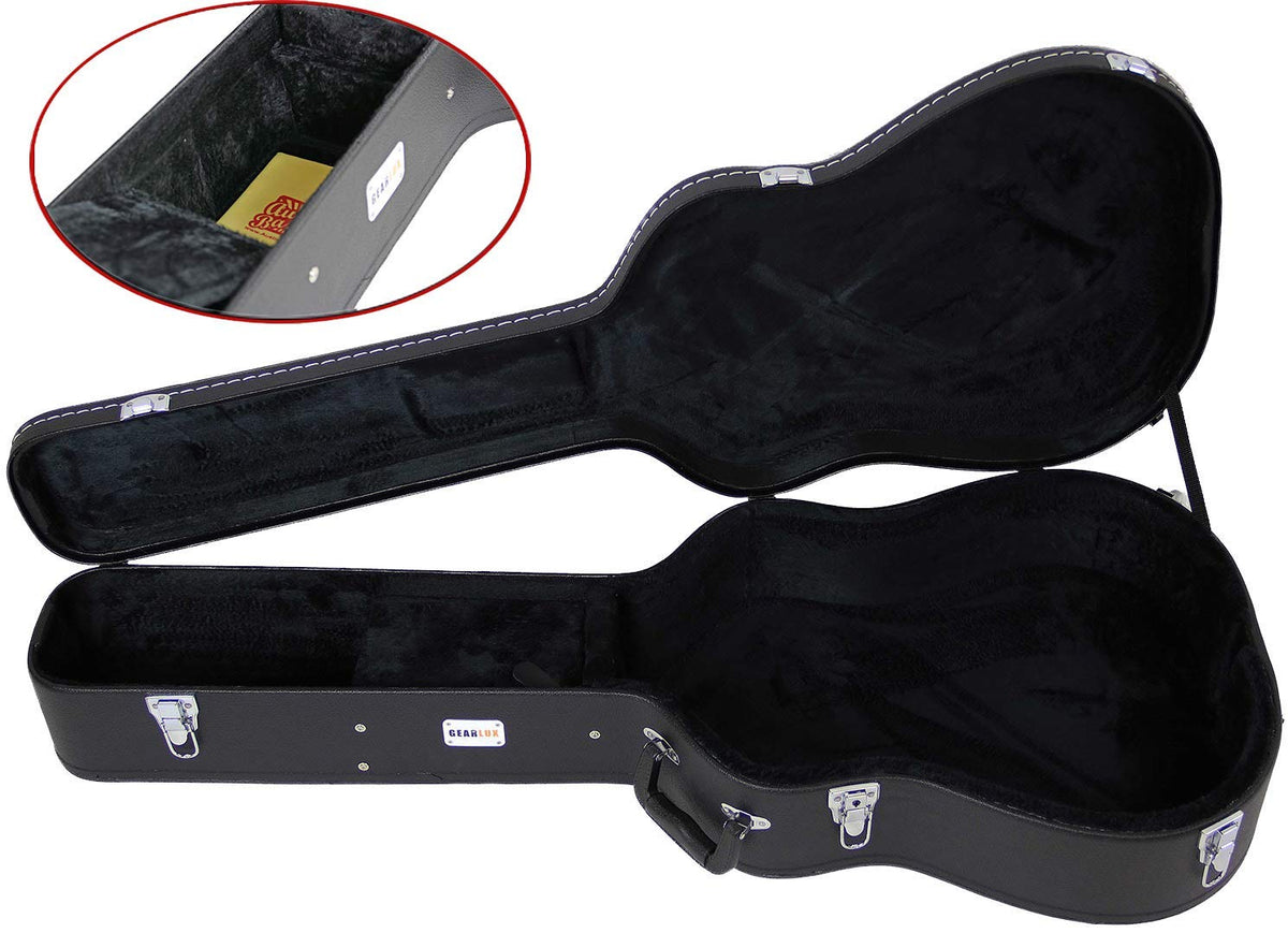 Black Acoustic Guitar Hardshell Case with Accessory Compartment C666073