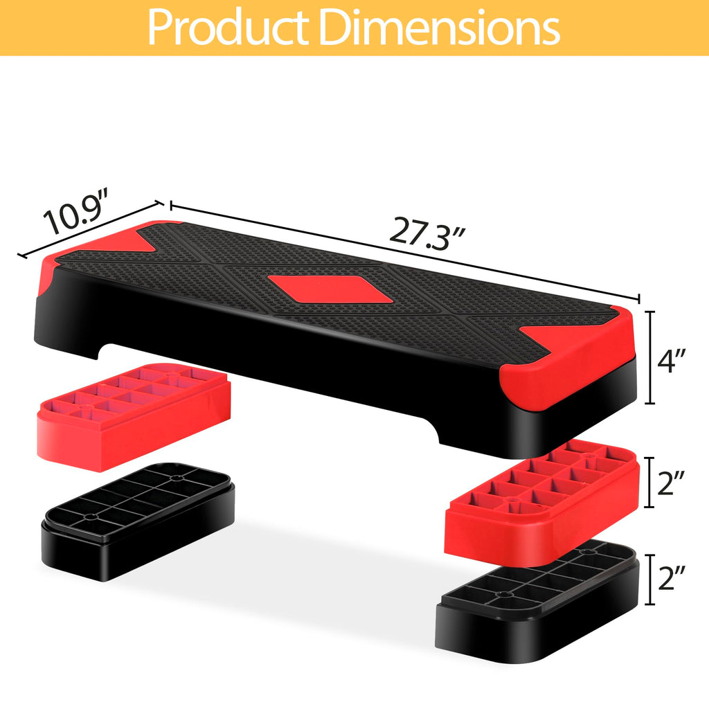 27'' Adjustable Non-Slip Aerobics Stepper with 4 Risers U937