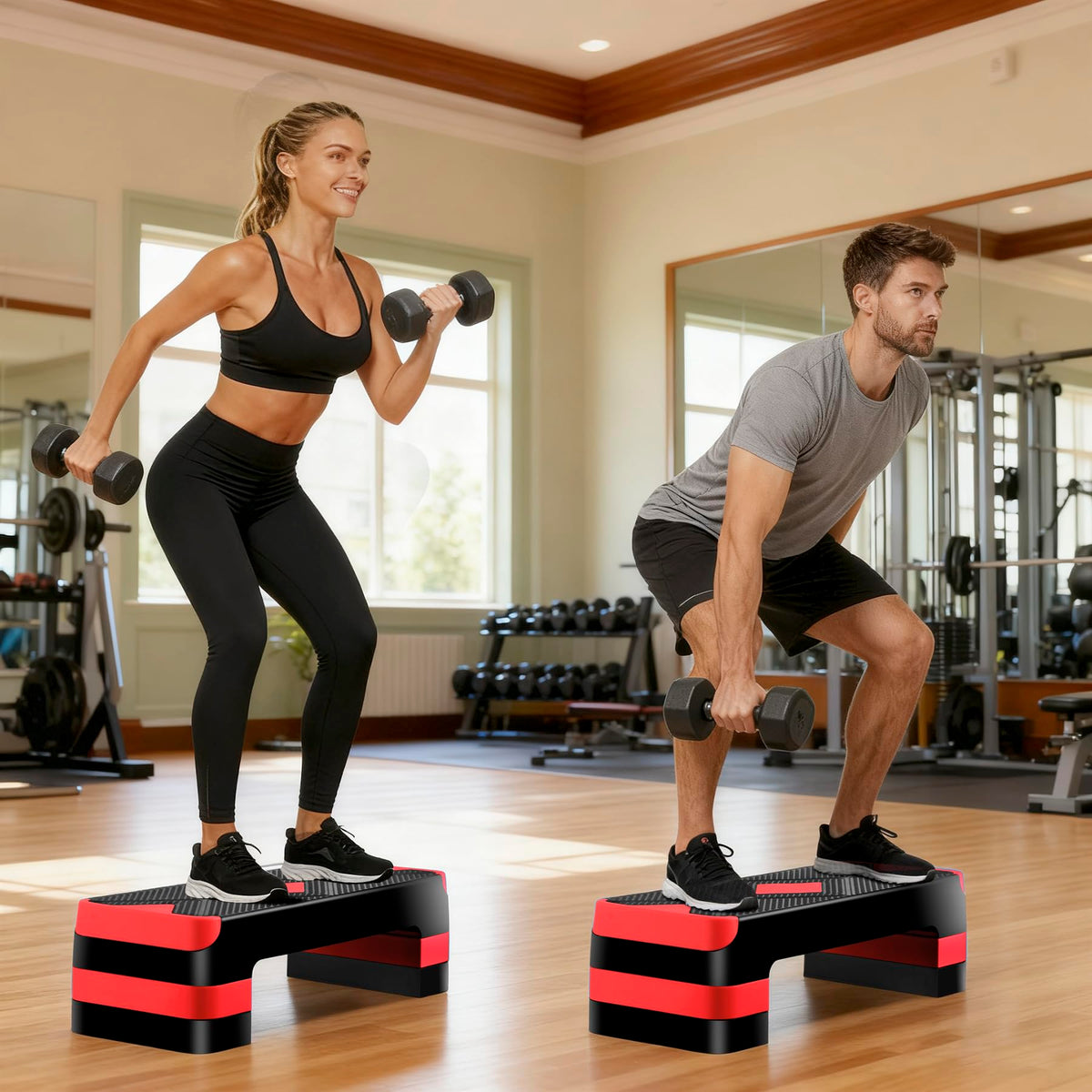 27'' Adjustable Non-Slip Aerobics Stepper with 4 Risers U937
