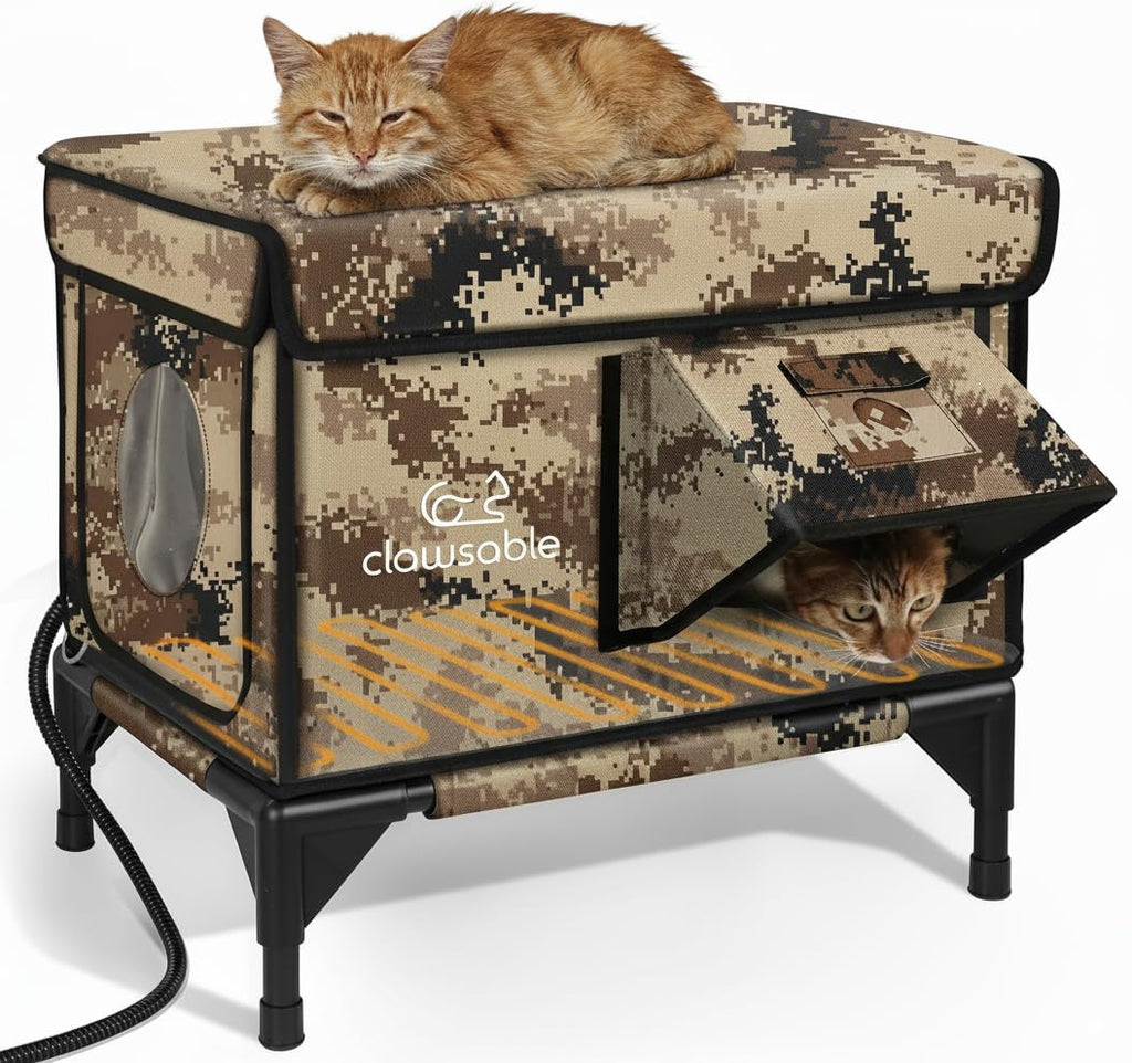 Heated Insulated Outdoor Cat Shelter with Escape Door H29641
