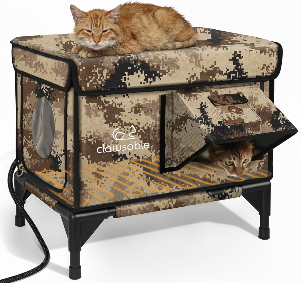 Heated Insulated Outdoor Cat Shelter with Escape Door H29641