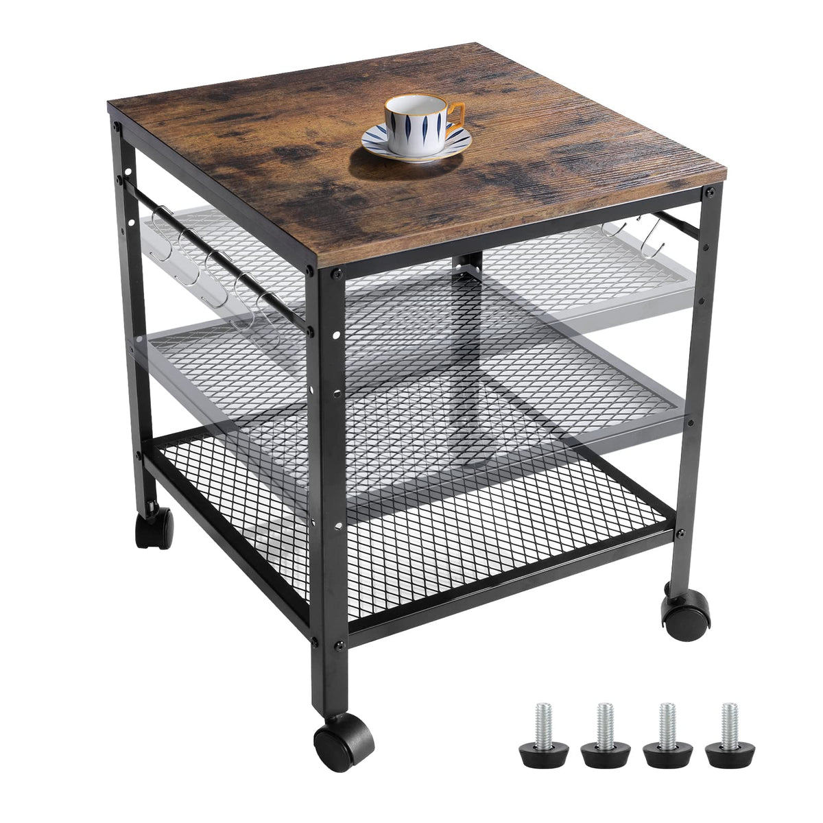 Rustic 2-Tier End Table with Adjustable Height Shelf G17399