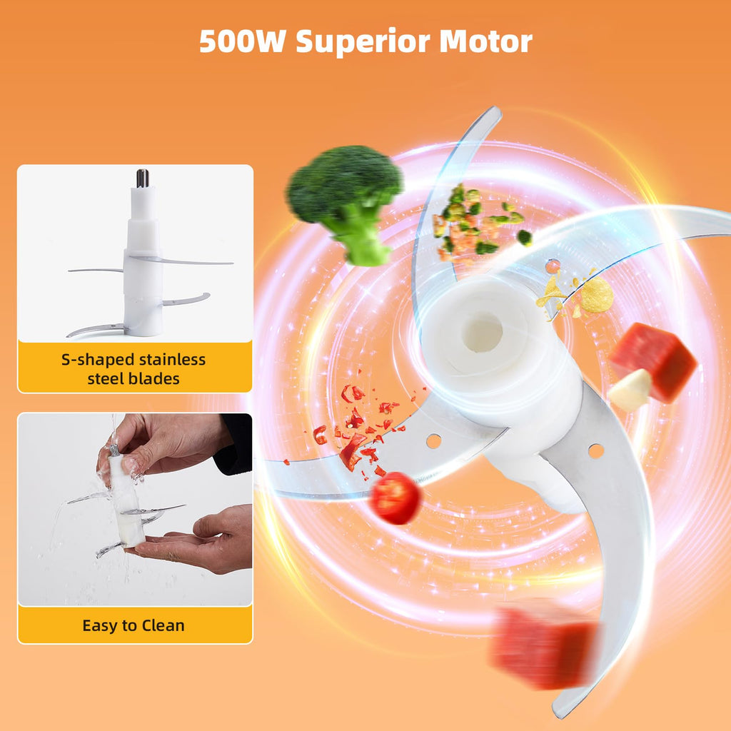 500W Stainless Steel 8-Cup Glass Bowl Food Processor L68330