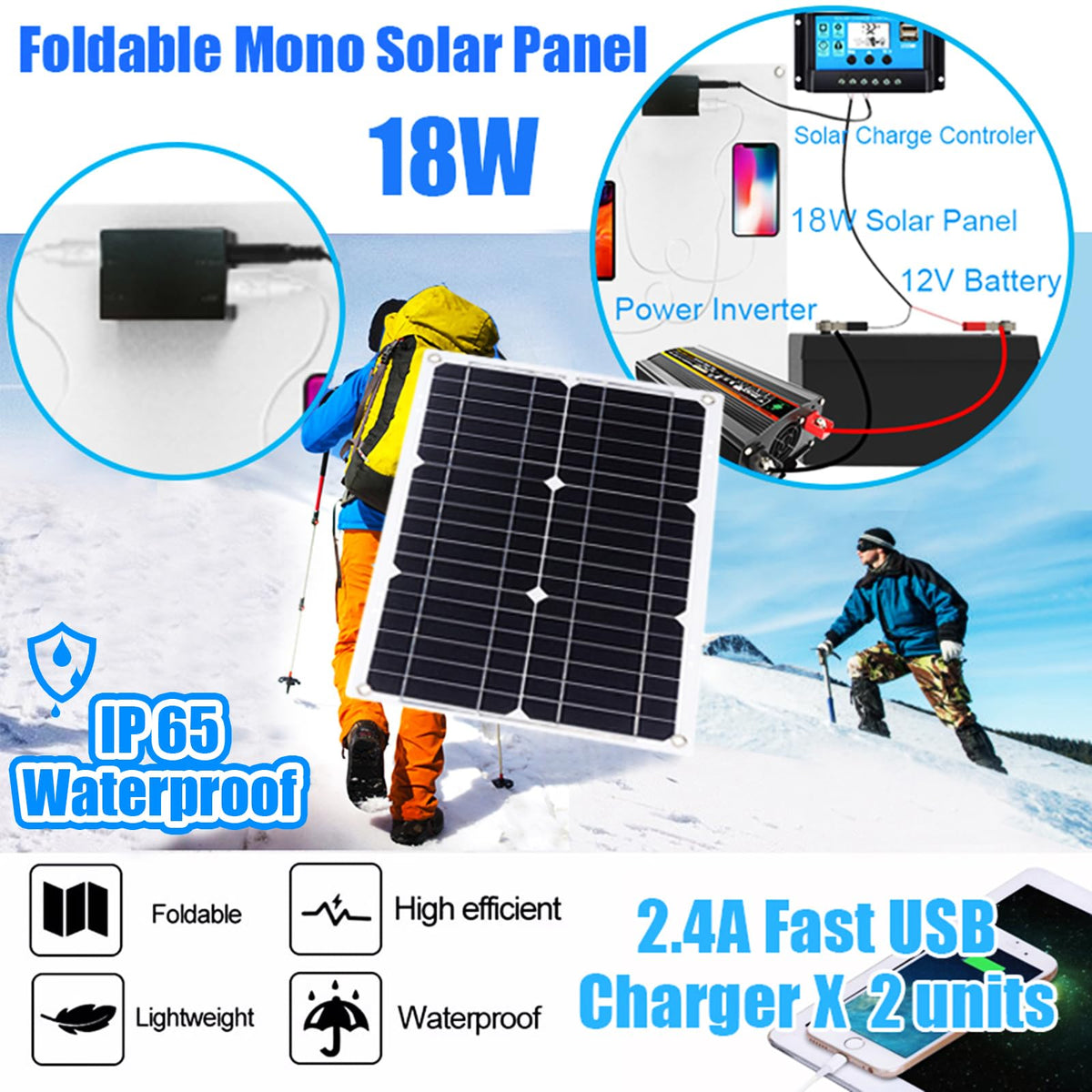 12V Off-Grid Solar Panel Kit with Inverter & Charge Controller O544