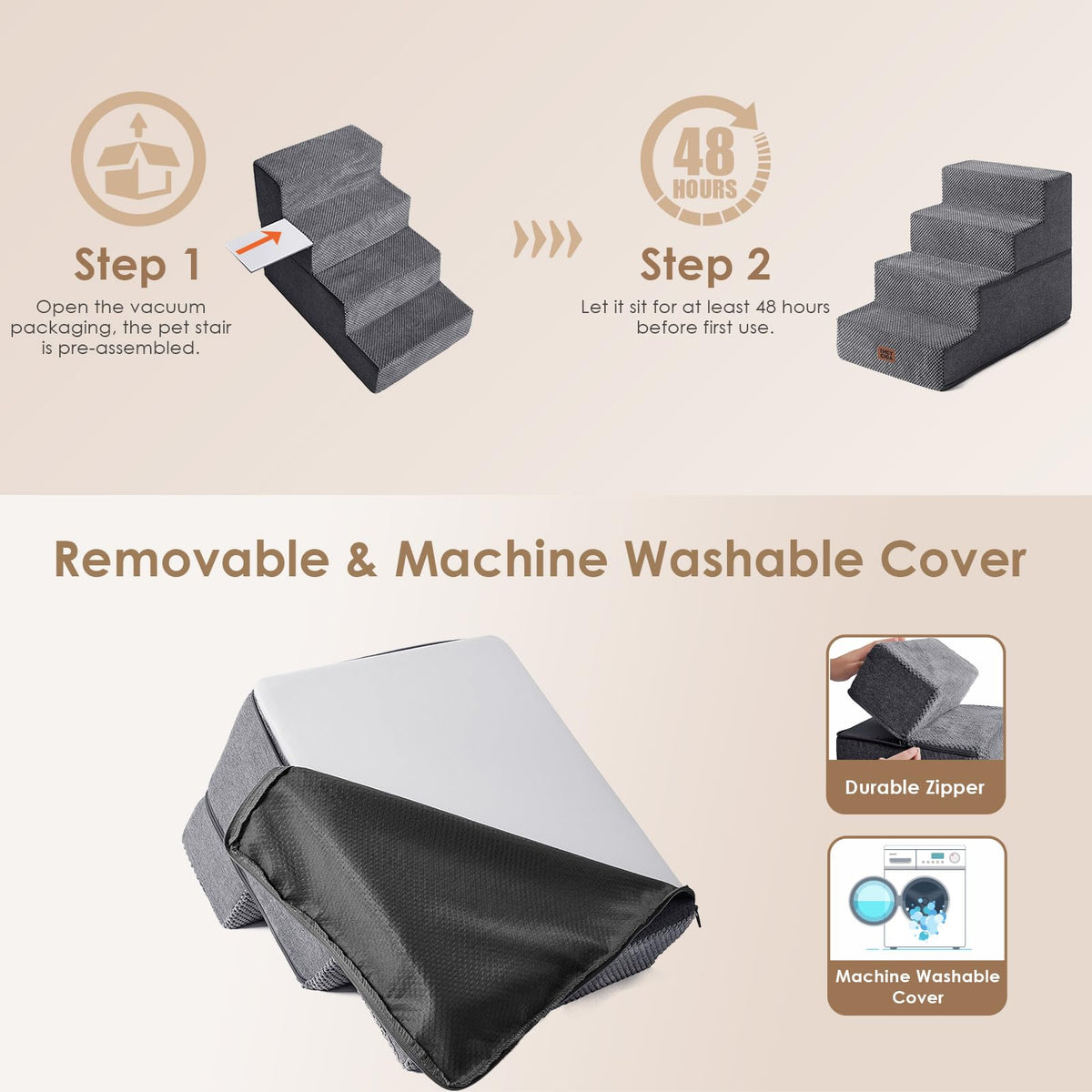 4-Step Grey Dog Stairs R398