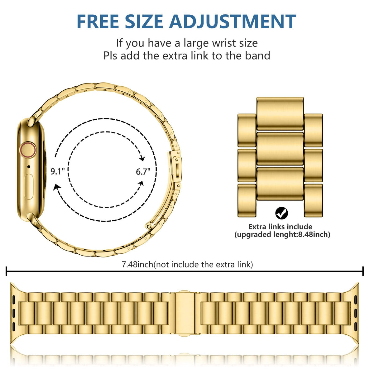 Compatible with Apple Watch Band Stainless Steel Metal Band with 2 Pack Protective Cover Case X208585