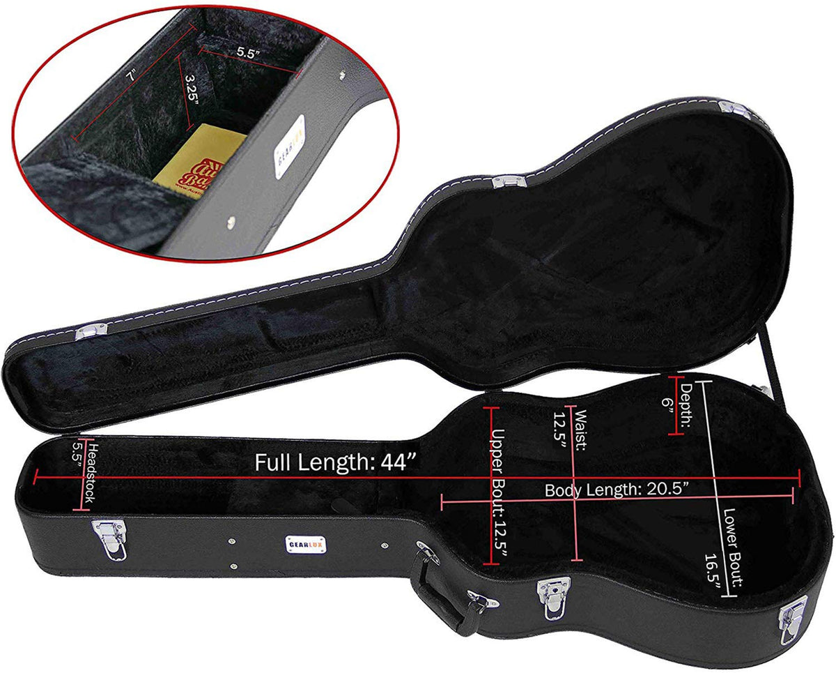 Black Acoustic Guitar Hardshell Case with Accessory Compartment C666073