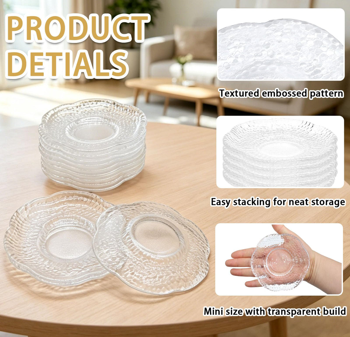 12 Pack 4.7 Inch Clear Glass Dessert Plates B984