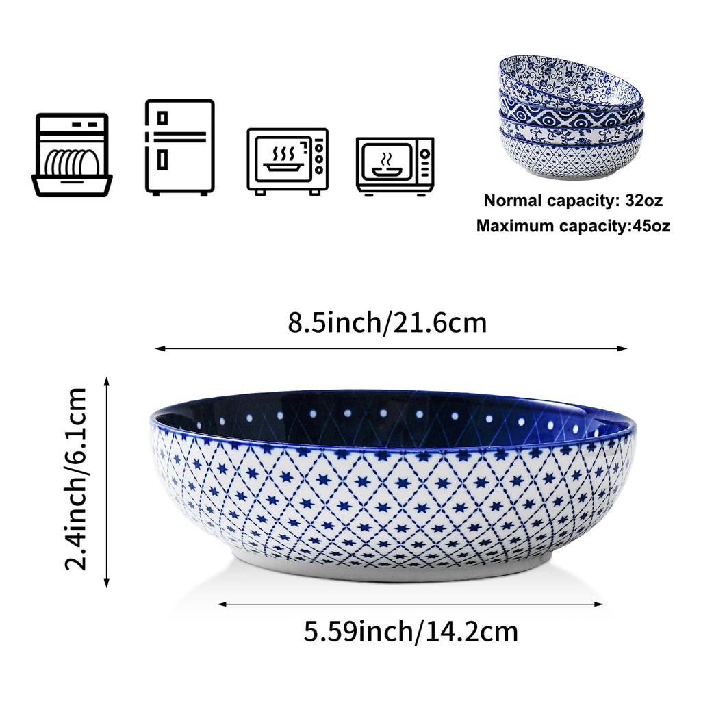 45 OZ Ceramic Pasta Bowls Set of 4 X609460