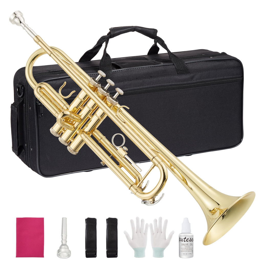 Gold Lacquer Brass Trumpet with Hard Case P250301