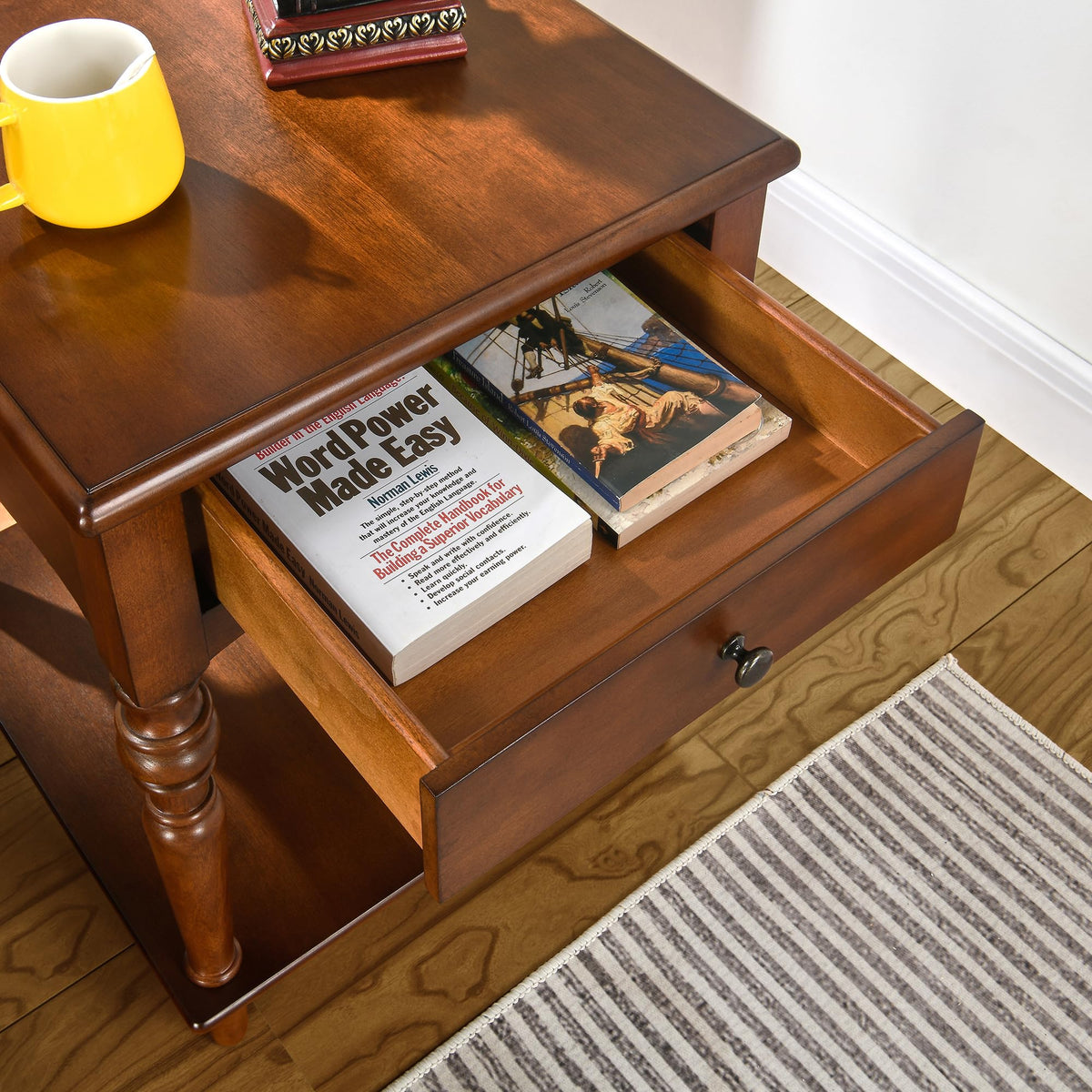 Solid Wood End Table with Drawer U7296