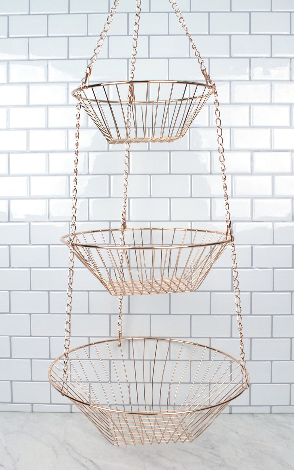 3-Tier Copper Wire Hanging Baskets X42562